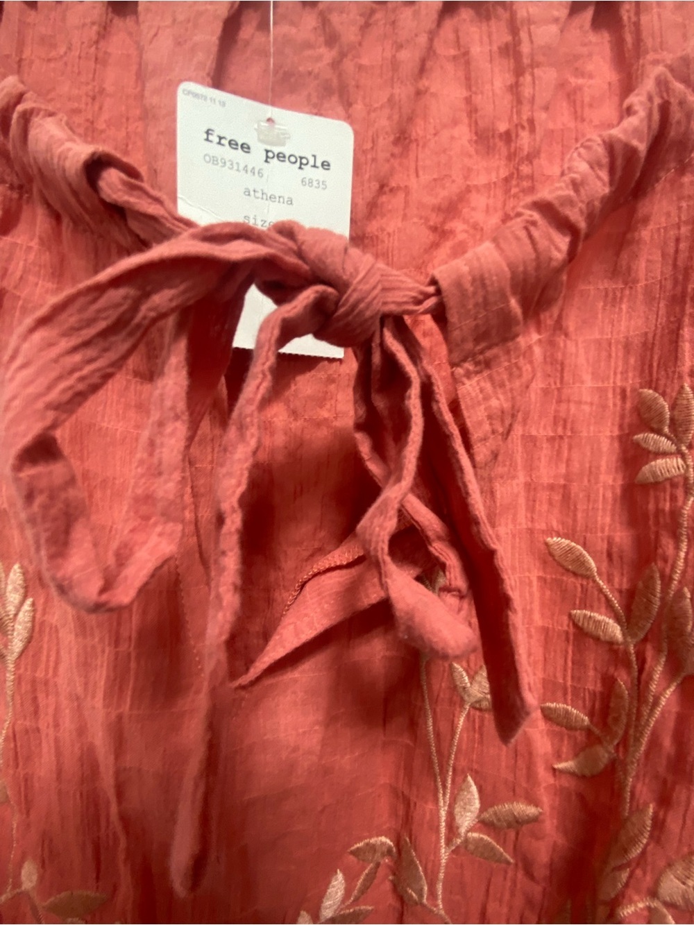 Free People Athena dusty Rose Embroidered top - Picture 6 of 7